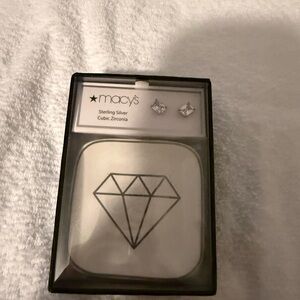 Macy's Sterling Silver Clear CZ Earrings